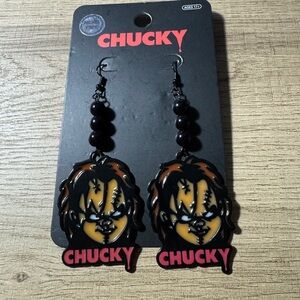 Spirit Chucky Earrings - Black and Orange